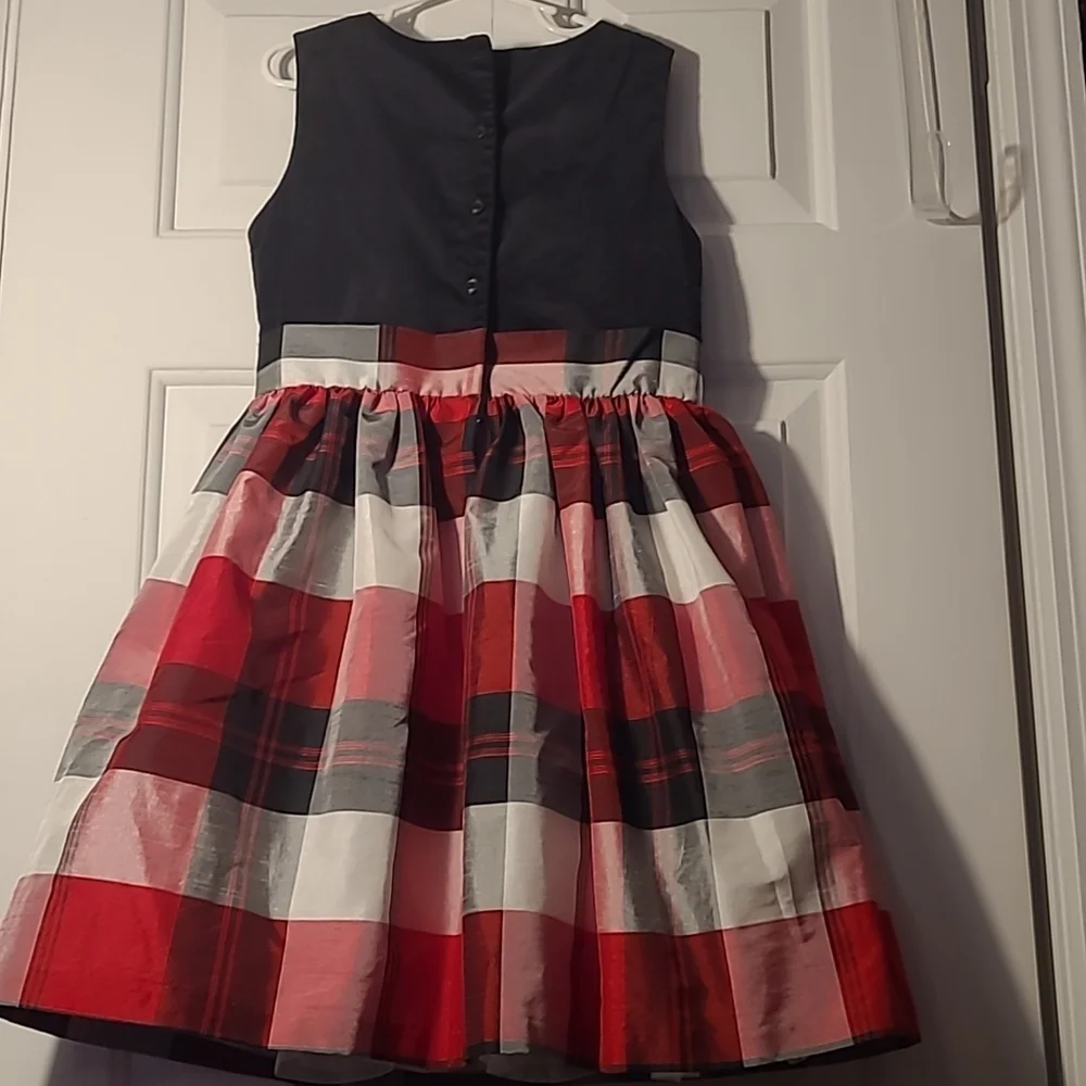 Gymboree Girls 8 Holiday gingham plaid striped black red fancy tulle dress